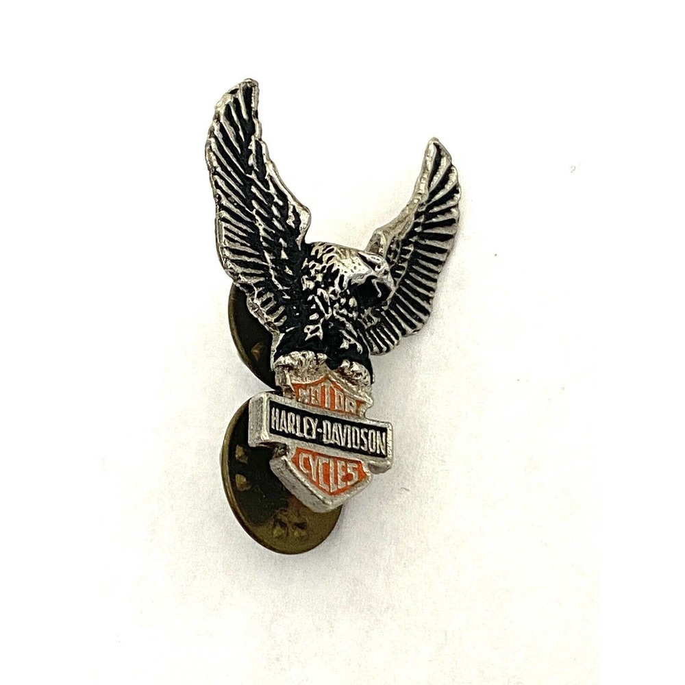 Vintage Harley Davidson Up-Winged Eagle Bar & Shield Pin Vest Jacket Hat